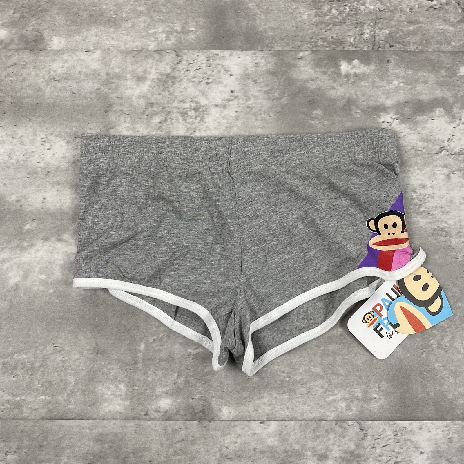 vintage PAUL FRANK micro shorts S 2010 y2k Julius Monkey rainbow stripe