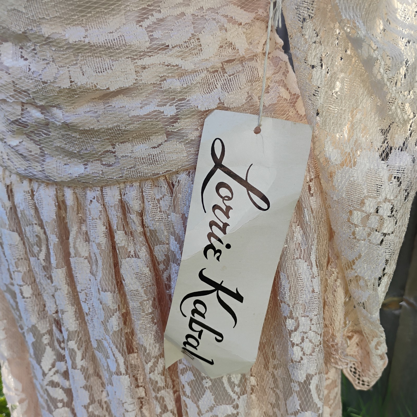VTG Lorrie Kabala Lace Wedding Gown 3 Pc Size 8 Champagne Cream Pearl Beaded NWT