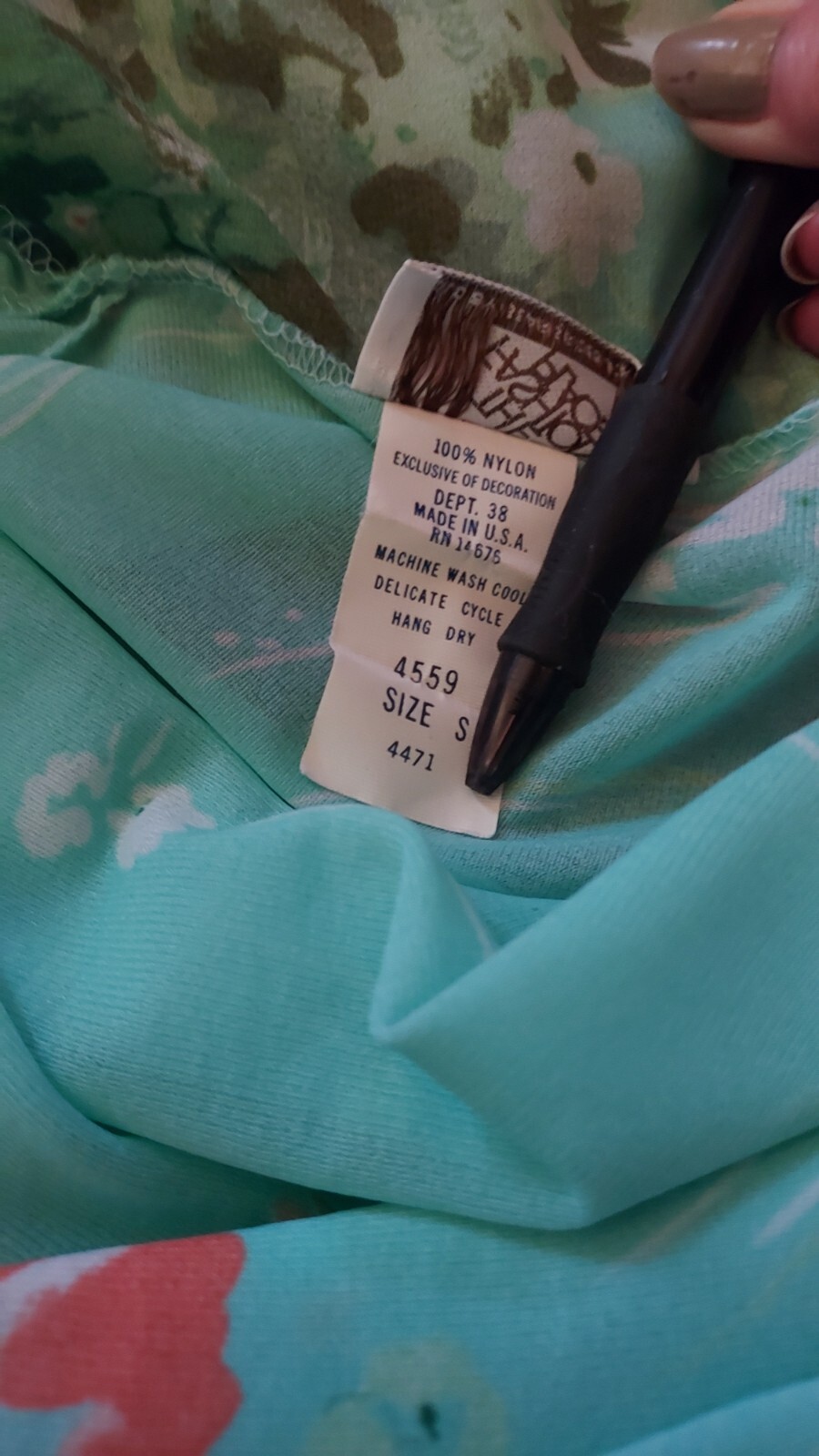Vintage The Fashion Place Sears Floral Zip Front Nylon Nightgown Robe Size S