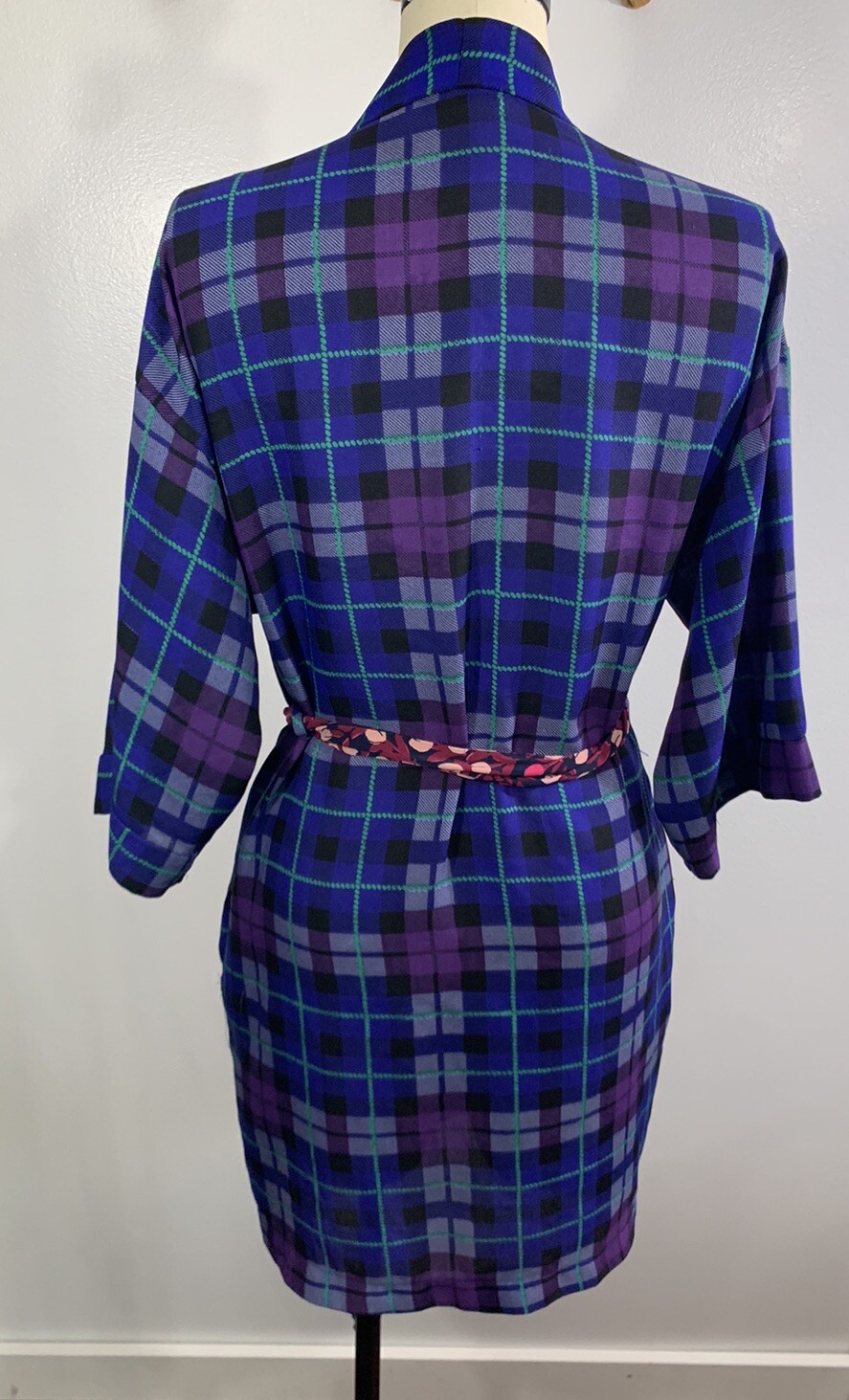 Vintage Robe Plaid 1960s MCM Small