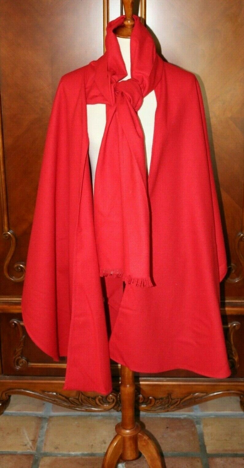 VINTAGE 50’S MADEMOISELLE CHERRY RED POLY WOOL SCARF CAPE PONCHO MINT….