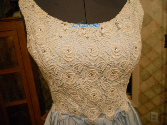Gown elegant formal dress 50s 60s mid century sophisticated crochet rhinestones