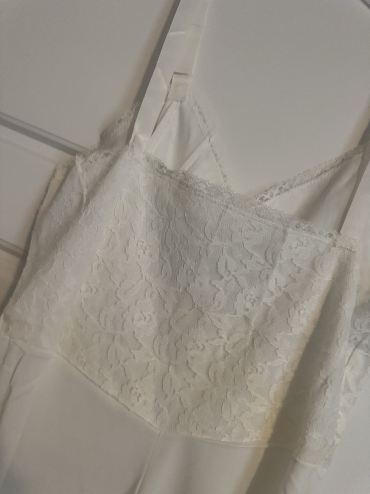 Vintage Du Pont Acele Size 36 Regular White Short Proportioned Slip Lace USA