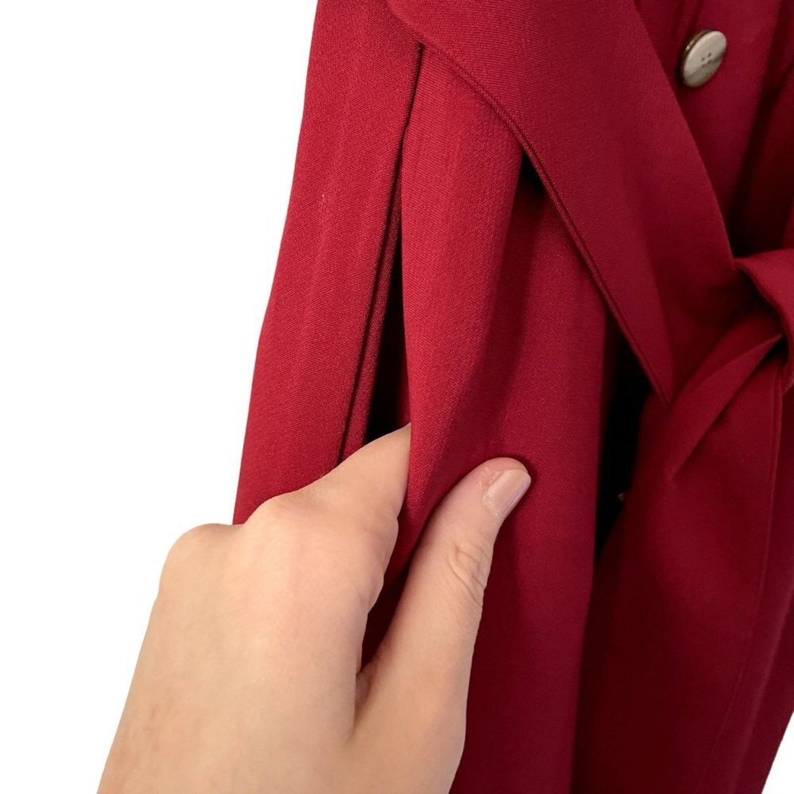 Vintage classic red dress sailor neckline full skirt pockets sleeveless belt