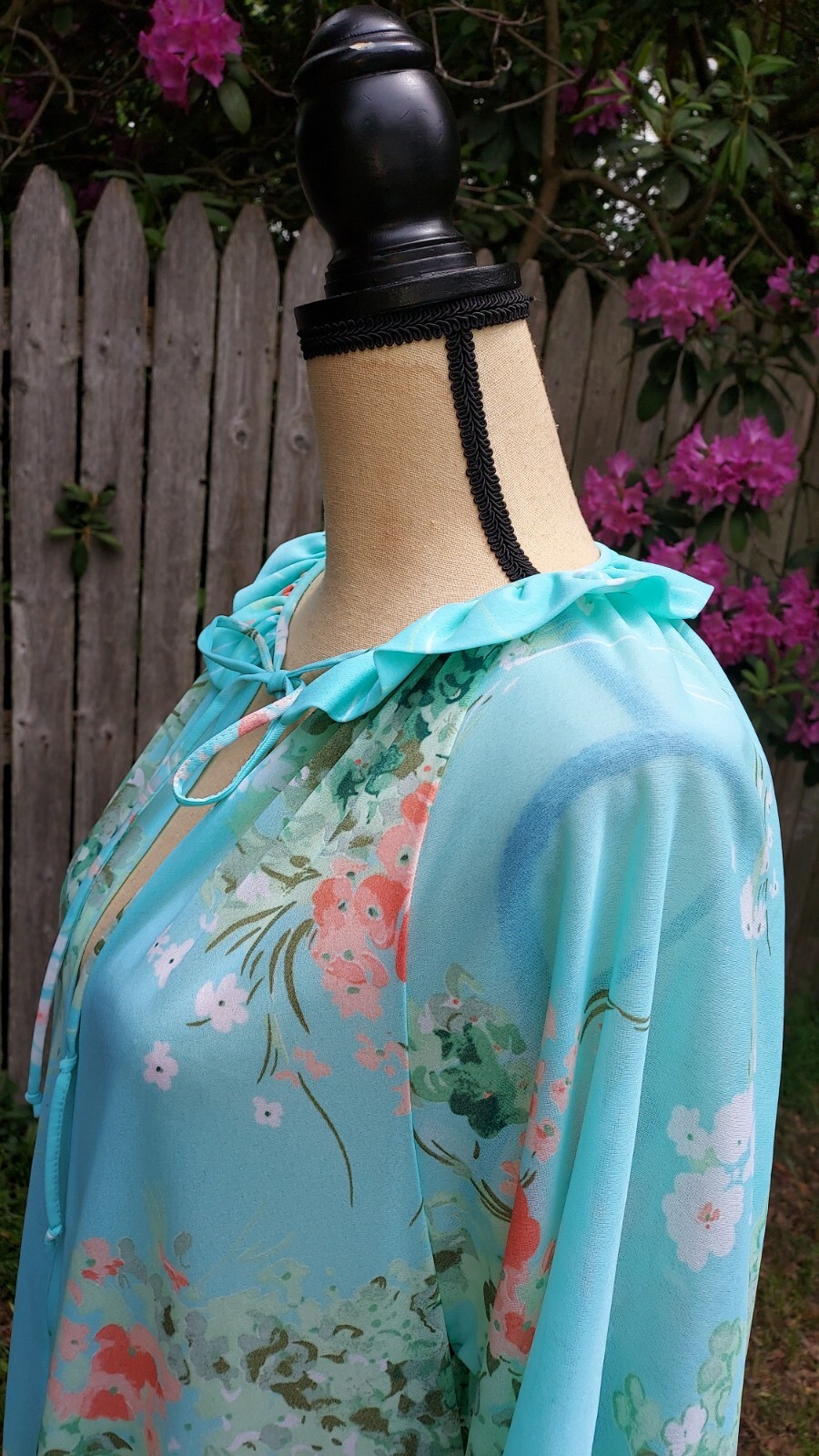 Vintage The Fashion Place Sears Floral Zip Front Nylon Nightgown Robe Size S
