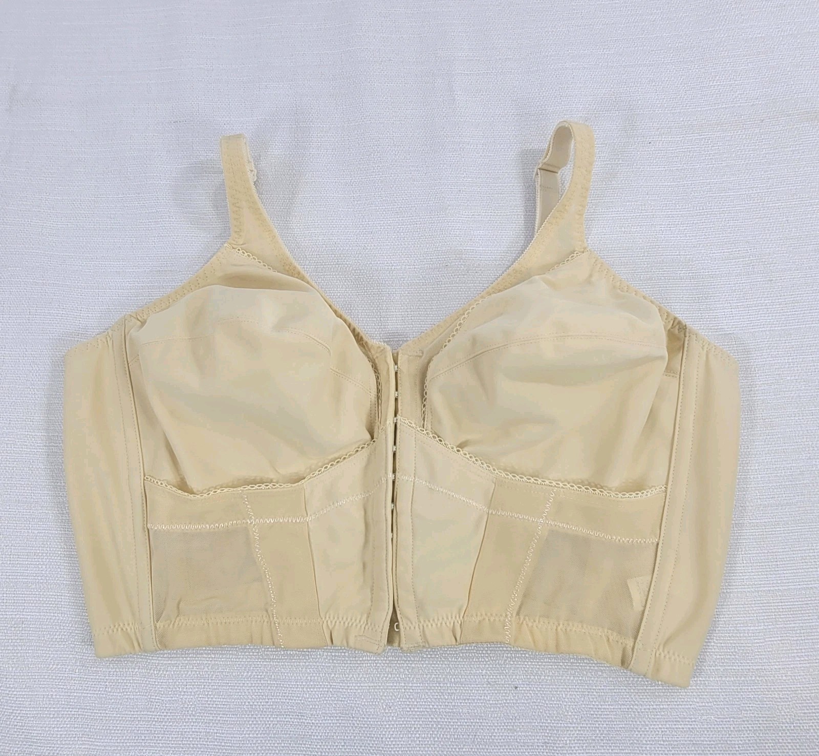 Vtg Crown-ette Women’s Long Line Bustier Corset Beige Bra 42C