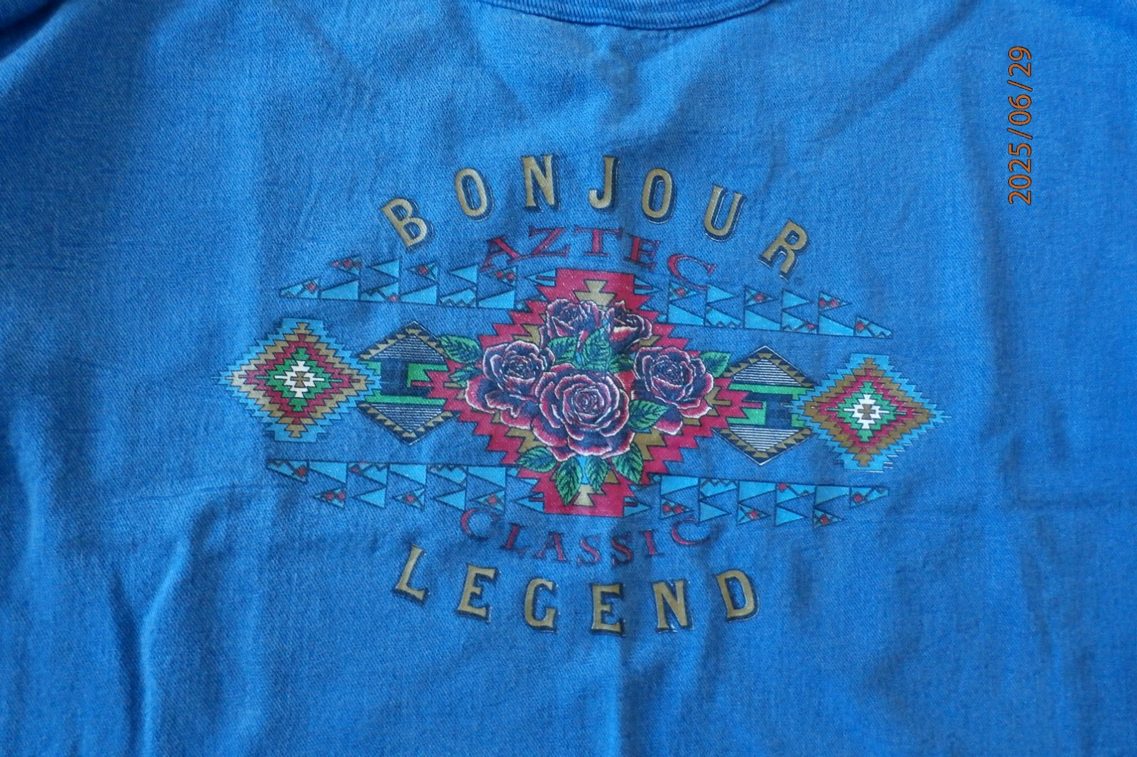 VTG 90s BonJour Sweatshirt Blue Southwest Aztec Tribal Cotton One size L H207