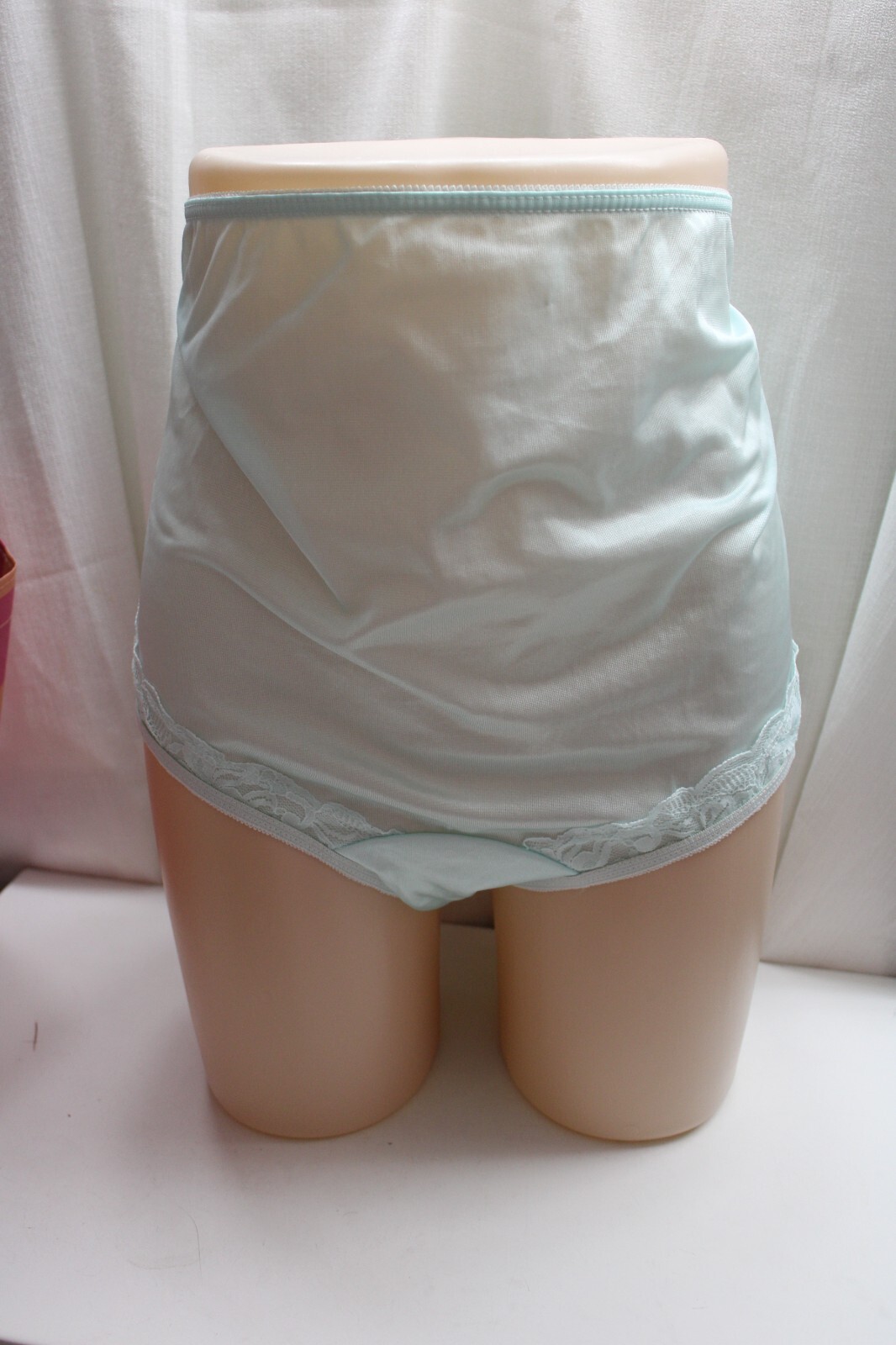 Vint. Sissy Nylo/Spand Baby Green Brief High Waist Tummy Control Silky Panties10