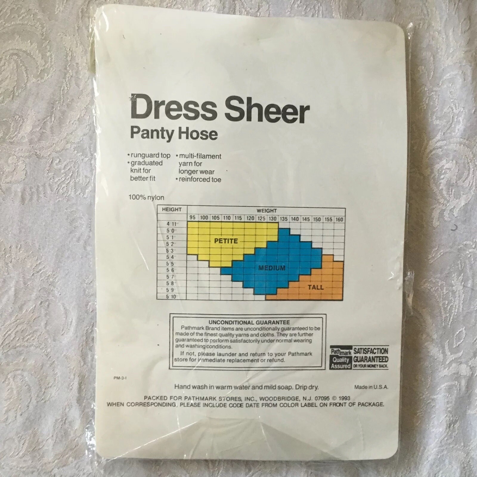 Vintage Pathmark Nude Nylon pantyhose w/ model Medium Beige