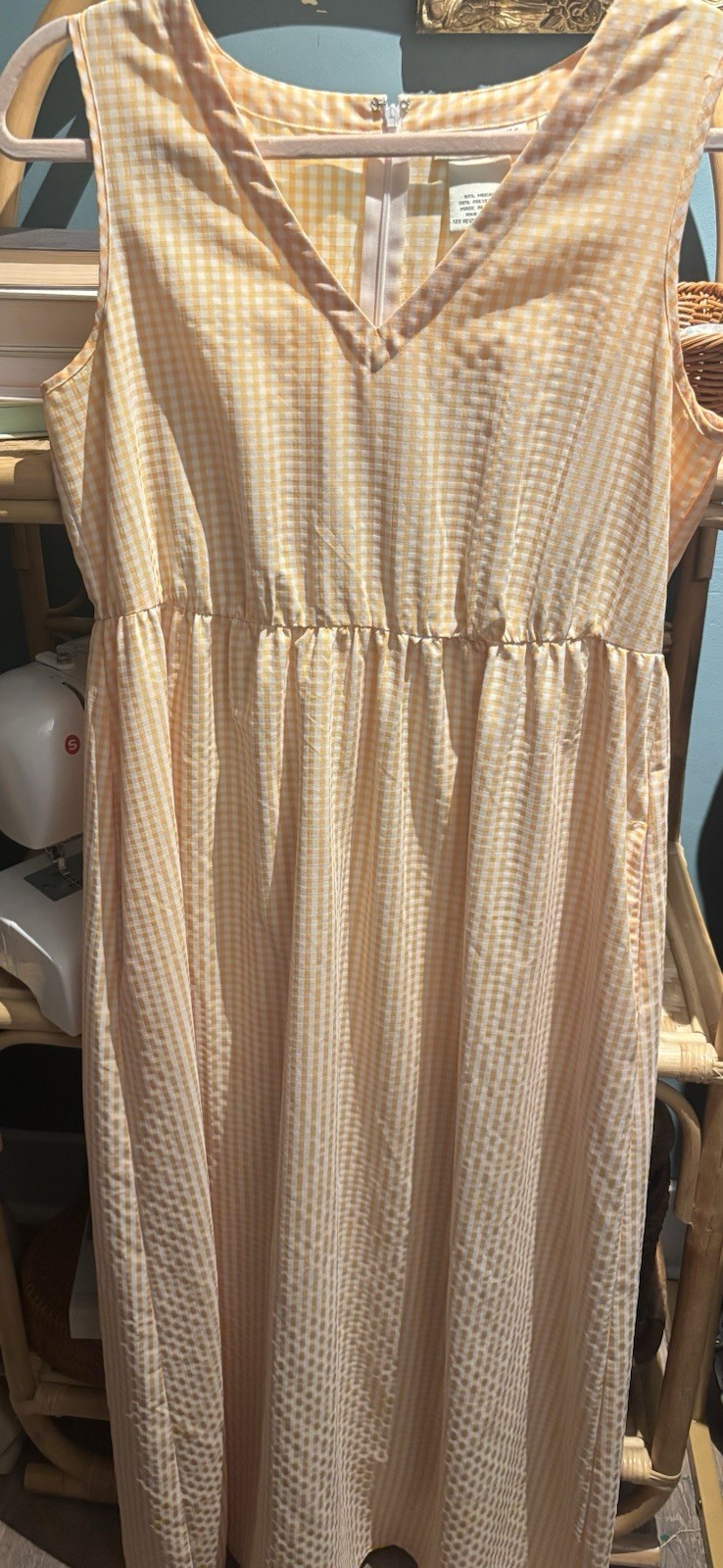 Vintage Jeffrey Banks Butter Yellow Gingham Maxi Dress