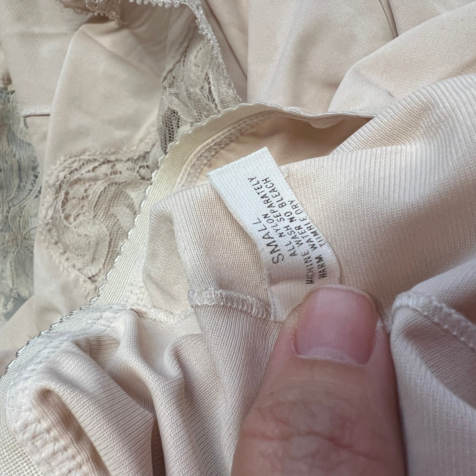 Vintage Shadowline Half Slip Camisole Set Pillow Tab Beige Size 32/S Lace