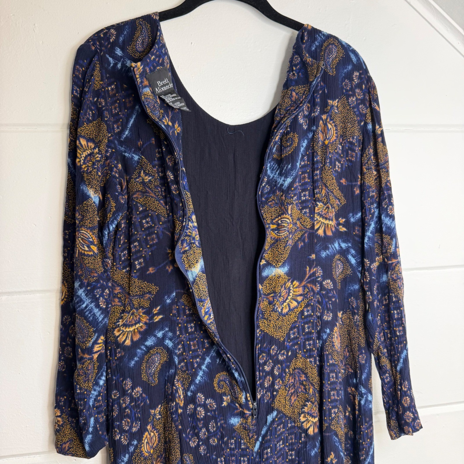 VTG Brett Alexander Whimsygoth Maxi Dress Navy Blue Paisley Y2K 90s Size 9/10