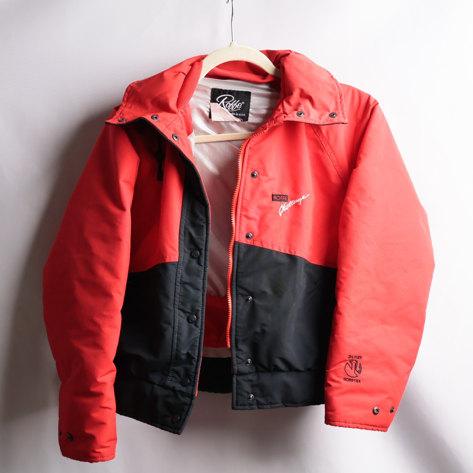 Vintage Roffe Red Black Color Block Womens Small Ski Jacket Retro Bold G0retex