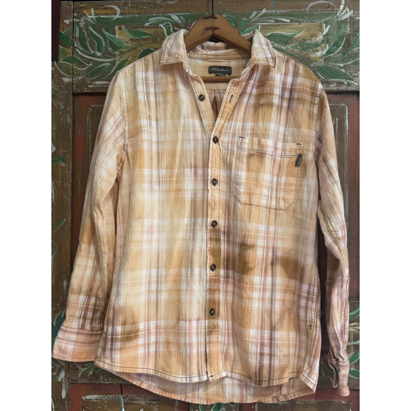 Upcycled Yellow Rose Flannel Shirt Small Cotton Boho Folk Art