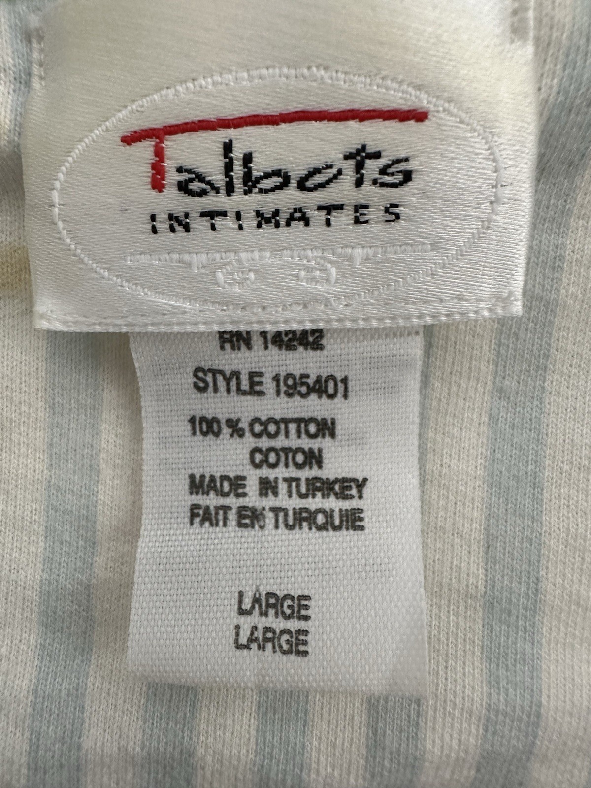 VTG 100% Cotton LONG Robe L Talbots Blue Yellow Green Cottage Country TURKEY