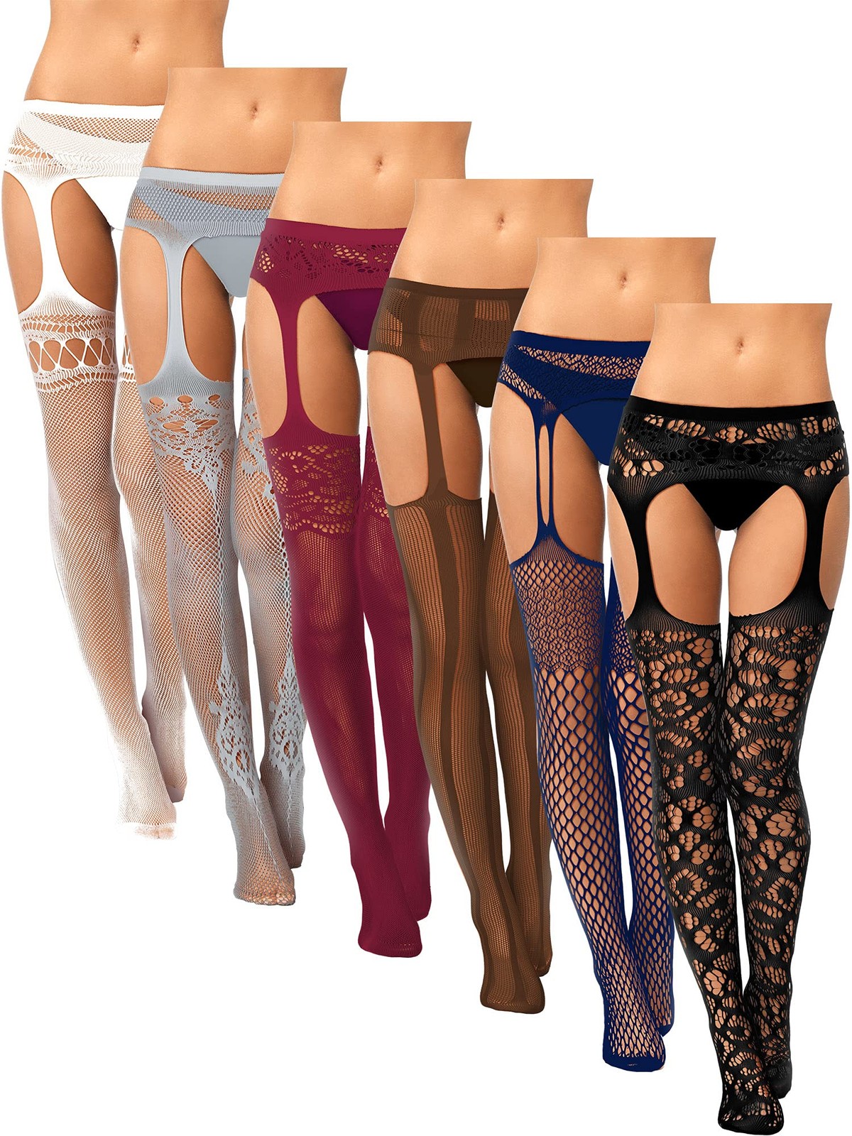 Skylety 6 Pairs Medium-Large, White, Grey, Wine Red, Coffee, Navy Blue, Black