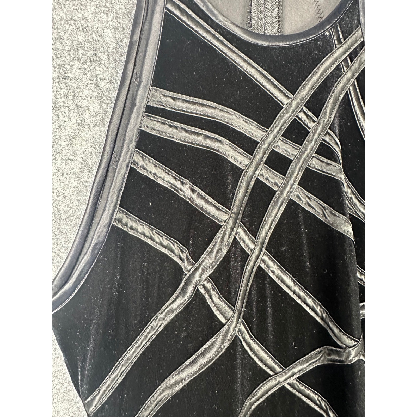 Cache Womens Vintage 90s Velvet Halter Maxi Dress Small Black Lattice Goth Gown