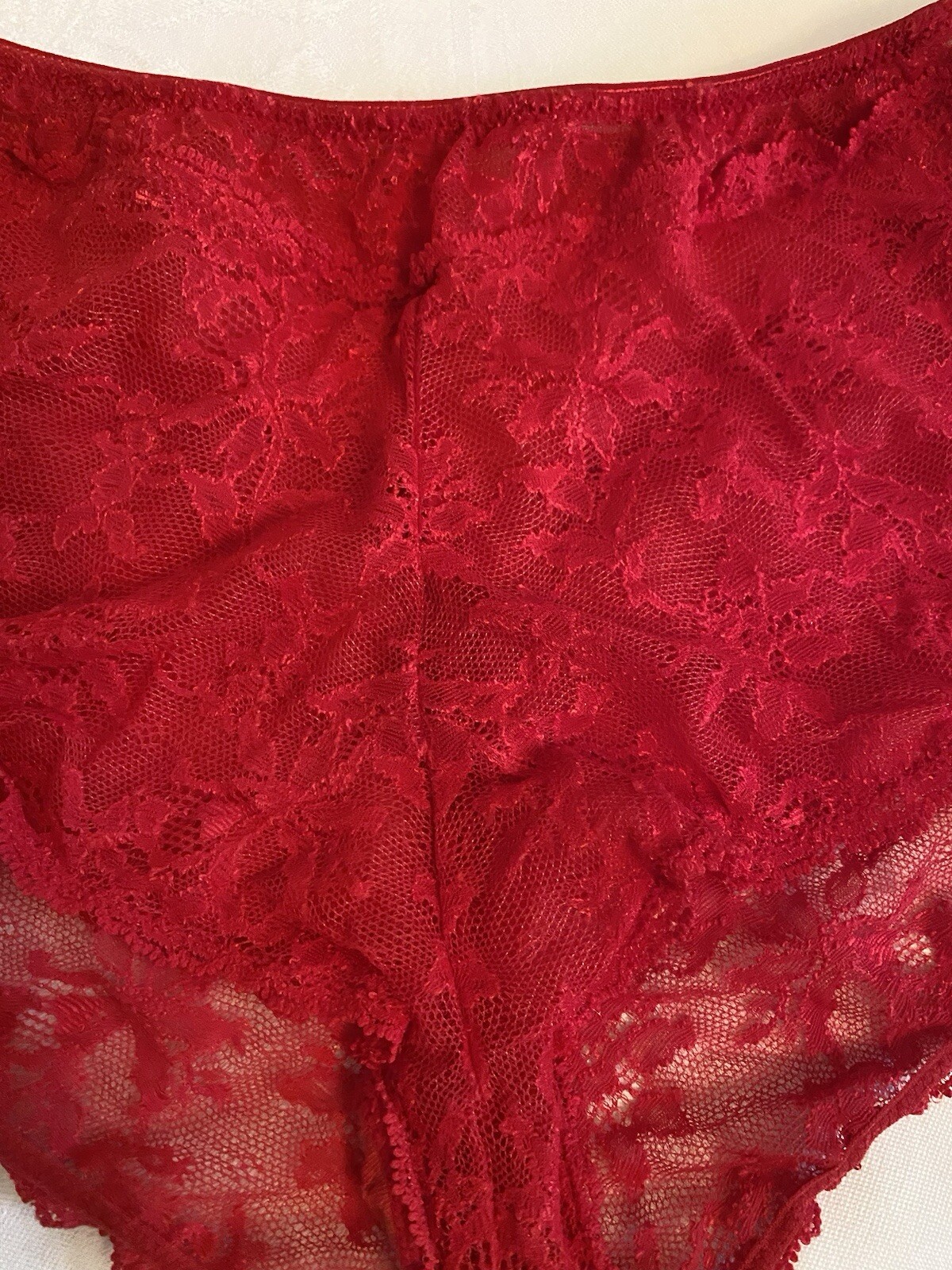 Vintage Red Lace Bra and Panty Hot Pants Shorts Lingerie Pin-Up Sexy 34DD Felina