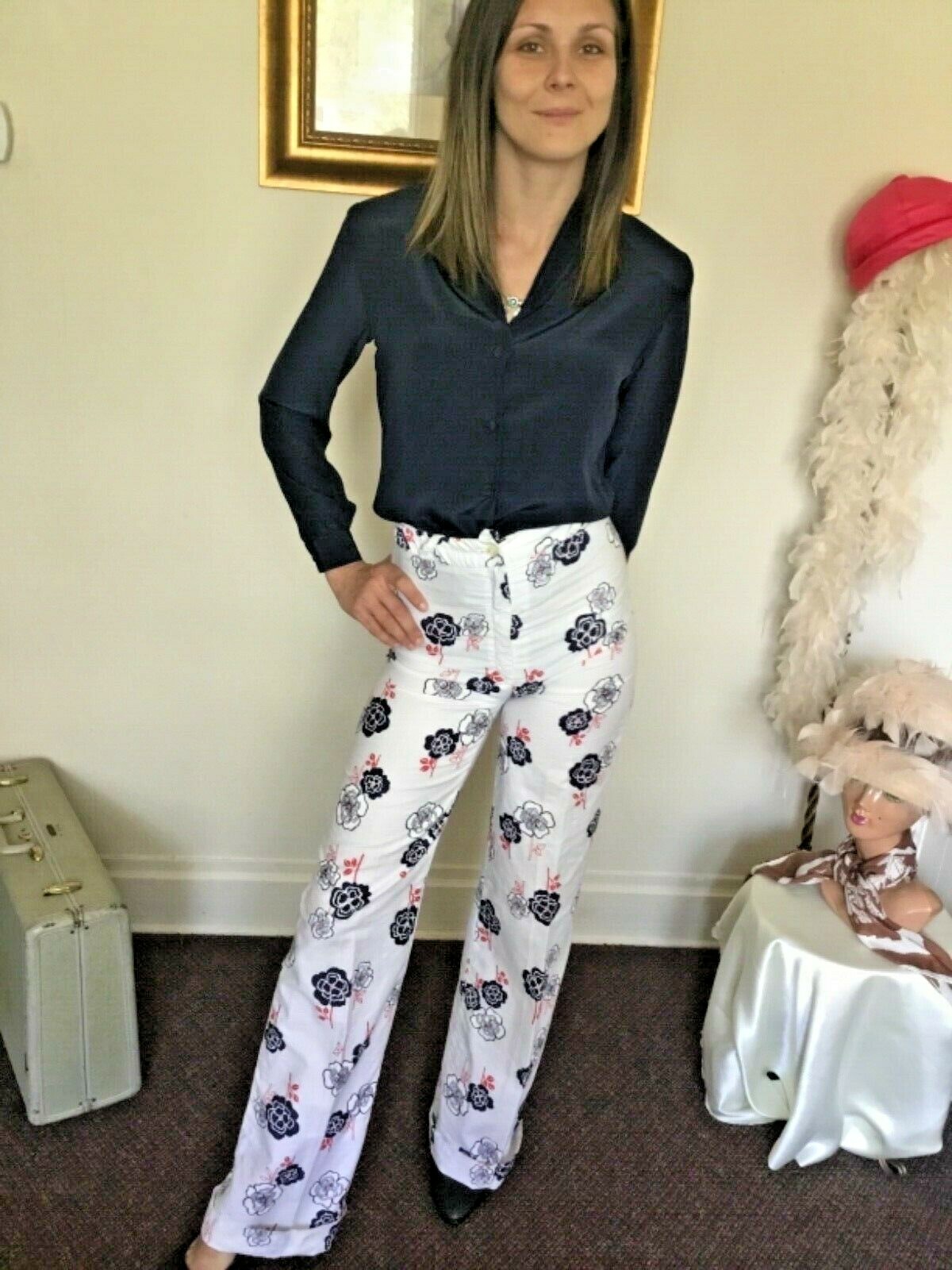 80’s Vintage Navy Blue Secretary Blouse