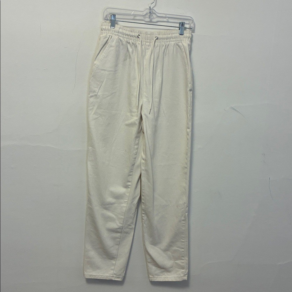Vintage EUC High Waisted Ivory Cotton Canvas Utility Pants Size 8