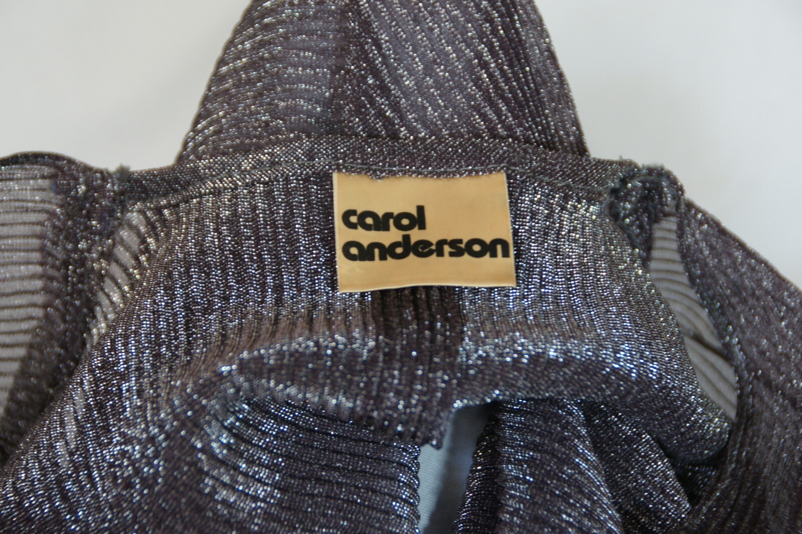 Vintage Carol Anderson Top Skirt Set Purple Gray Silver Metallic Size 7/8 Peplum