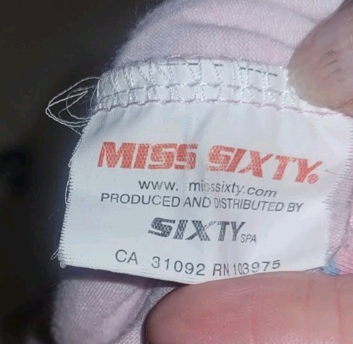 Vintage Y2K Miss Sixty Pink Long Sleeve Graphic Tee L, Cowgirl Flowers Gypsy
