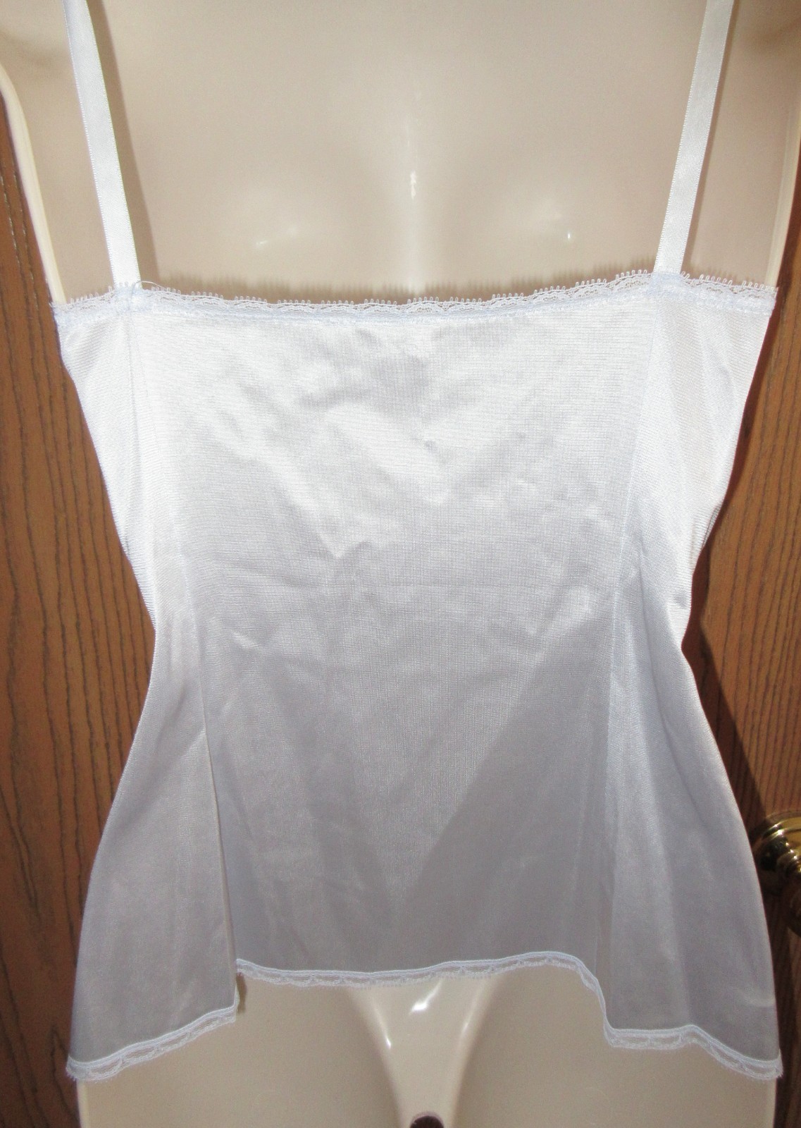 VANITY FAIR BRIDAL BLUE LACE front NYLON camisole slip nightgown sz 36 /bust 38