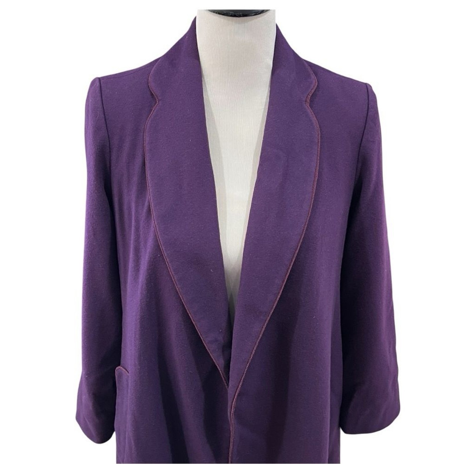 Fleurette Vintage Union Tag Virgin Wool Purple Jacket Coat Anglo Fabrics Merino