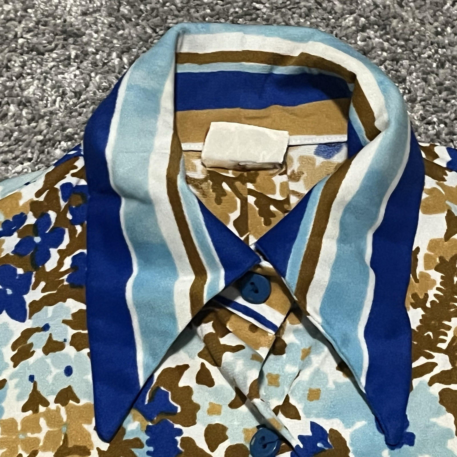 Vintage 1970s? VERA NEUMANN Dress Size Small/Med? Blue White Midi Polyester