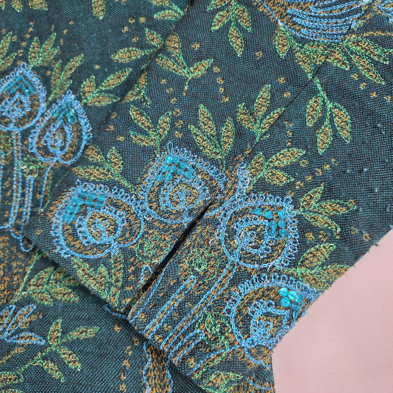 Alex Kim Green Paisley Peacock Jacket Boho Size 1X