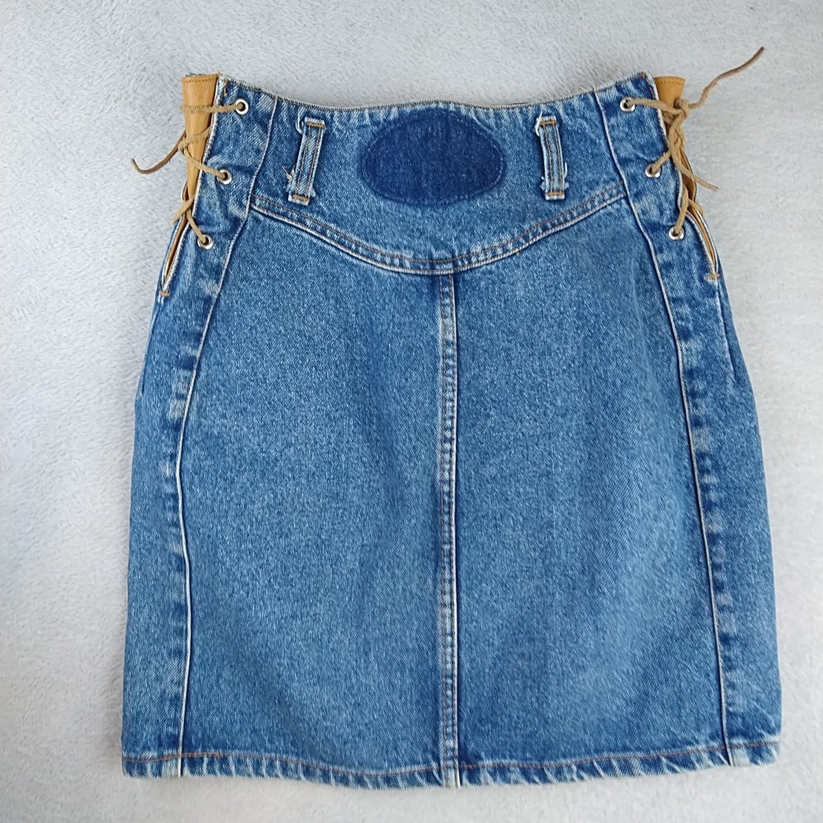 Vintage Big Star Paris France Denim Jean Pencil Skirt Women’s Small Medium Leath