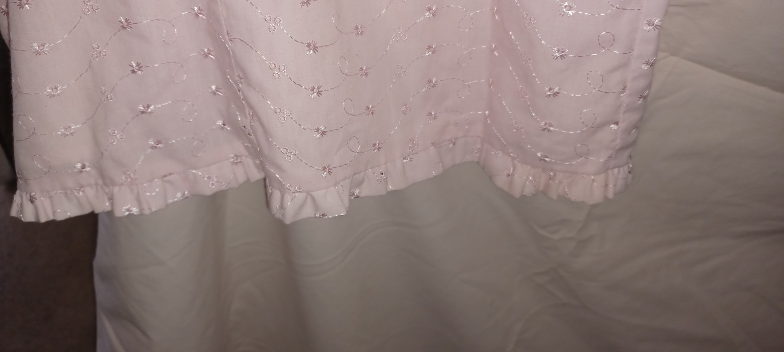 Vtg 90s Anchor Blue Baby Pink Eyelet Mini Dress Milkmaid Bodice Y2K Sz Large