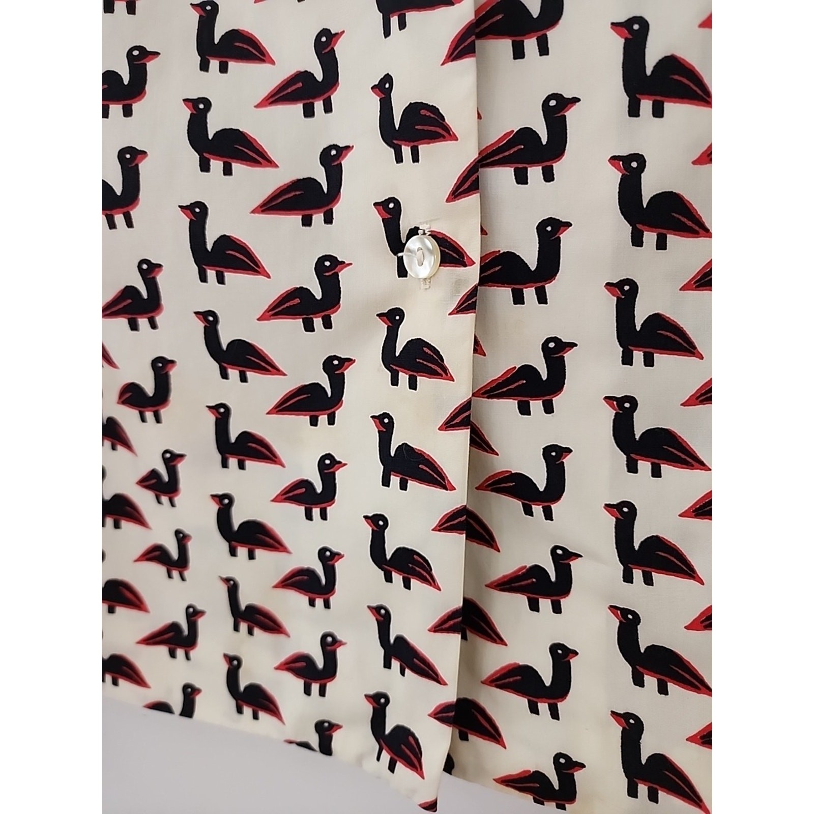 1960s Majestic Button Up Blouse Long Sleeve Birds Ducks Vintage Novelty Print 10