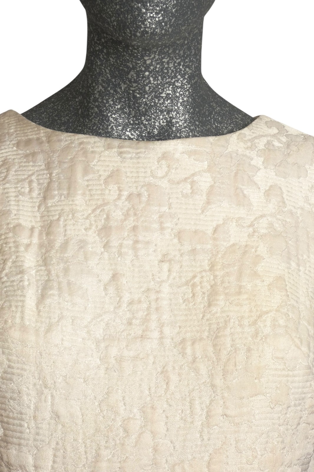 MOLLIE PARNIS – 1960s Ivory Brocade Dinner Dress, Size-6