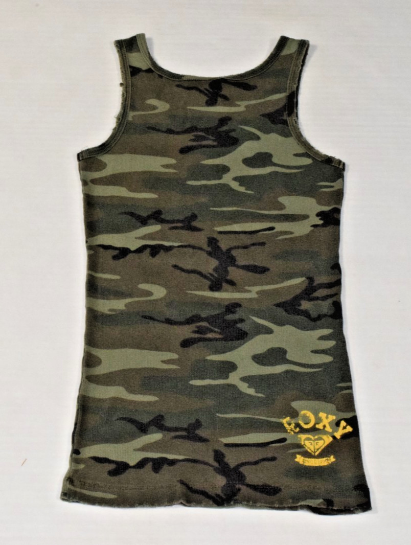 Vintage Roxy Tank Top Size XS 90s Ribbed Woodland Camouflage Made USA