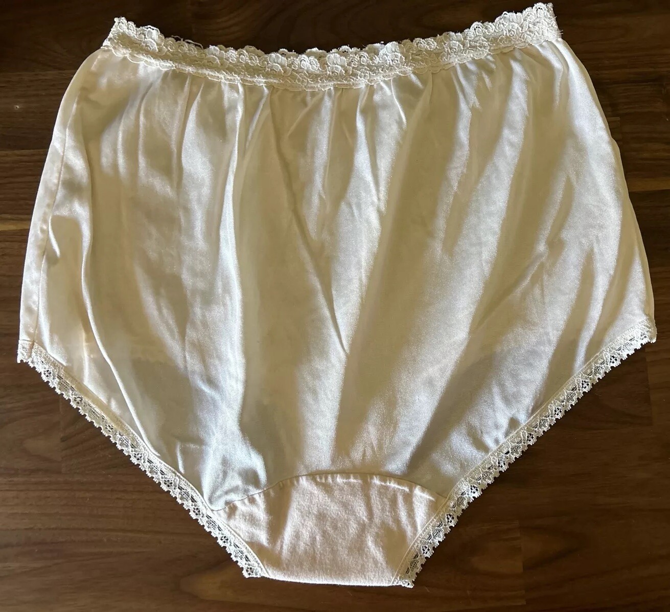 Vintage Cotillion Nylon Brief Panty 8 Beige Double Side Cotton Gusset Sissy