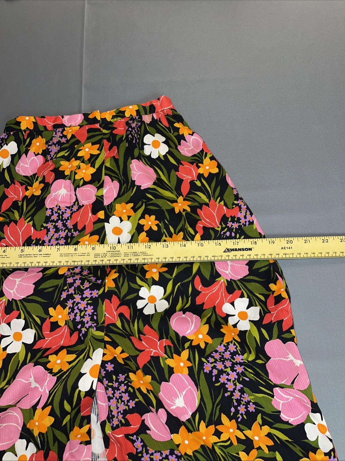 Vintage 1960s 70s McMullen Sportswear Floral Maxi Skirt With Belt 22” Waist