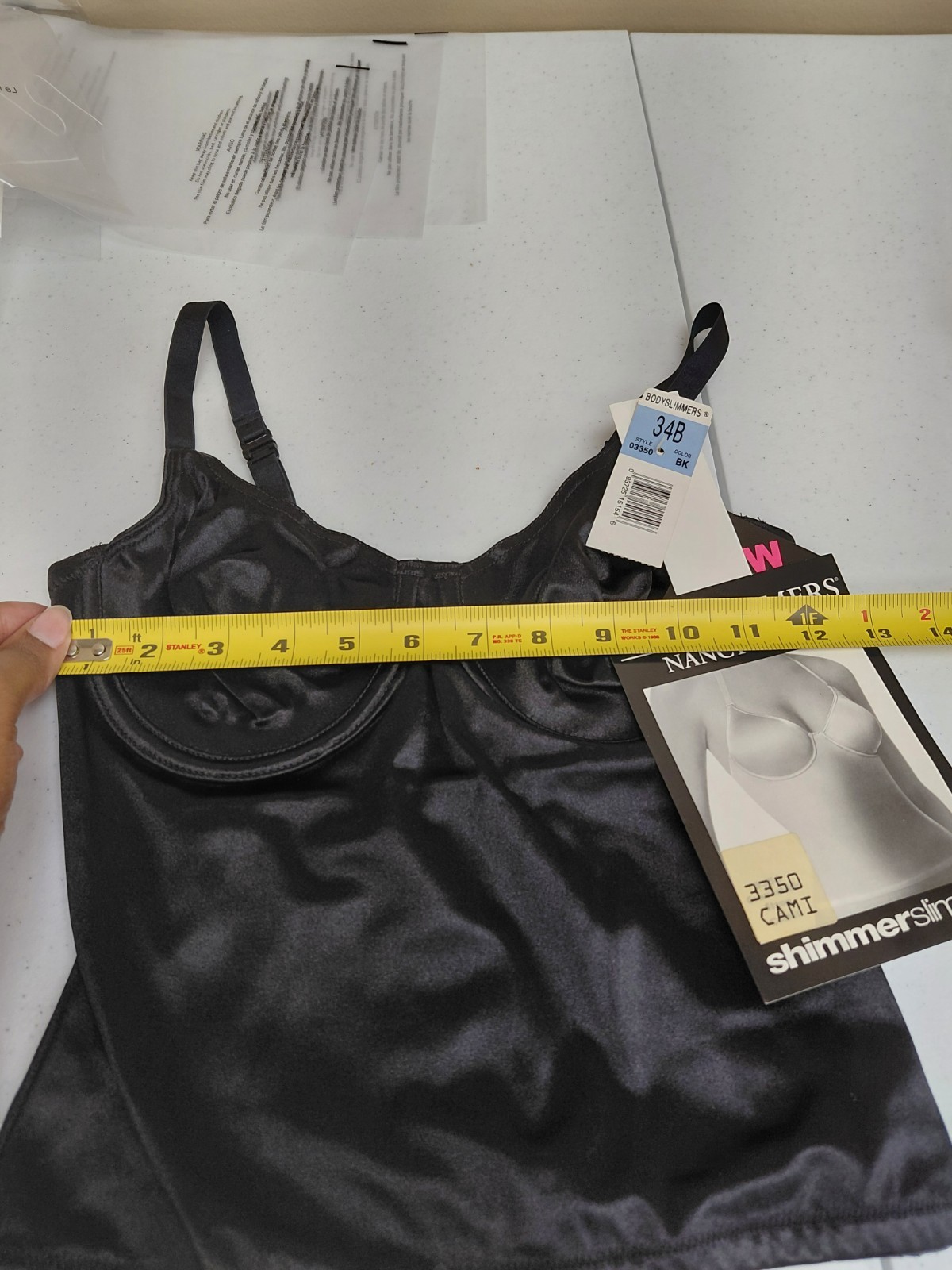 Vintage Nancy Ganz Bodyslimmers Black Lingerie Top Size 34B