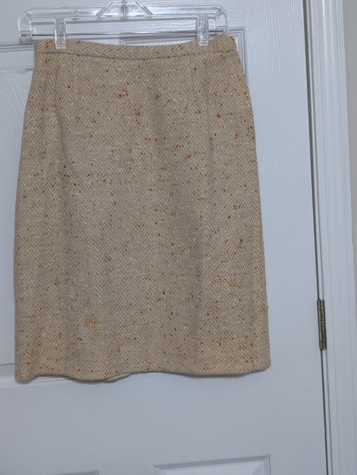 Miss B. R. Union Made Vtg Wool Tan Cream Yellow Speckled Jacket Skirt Size Small