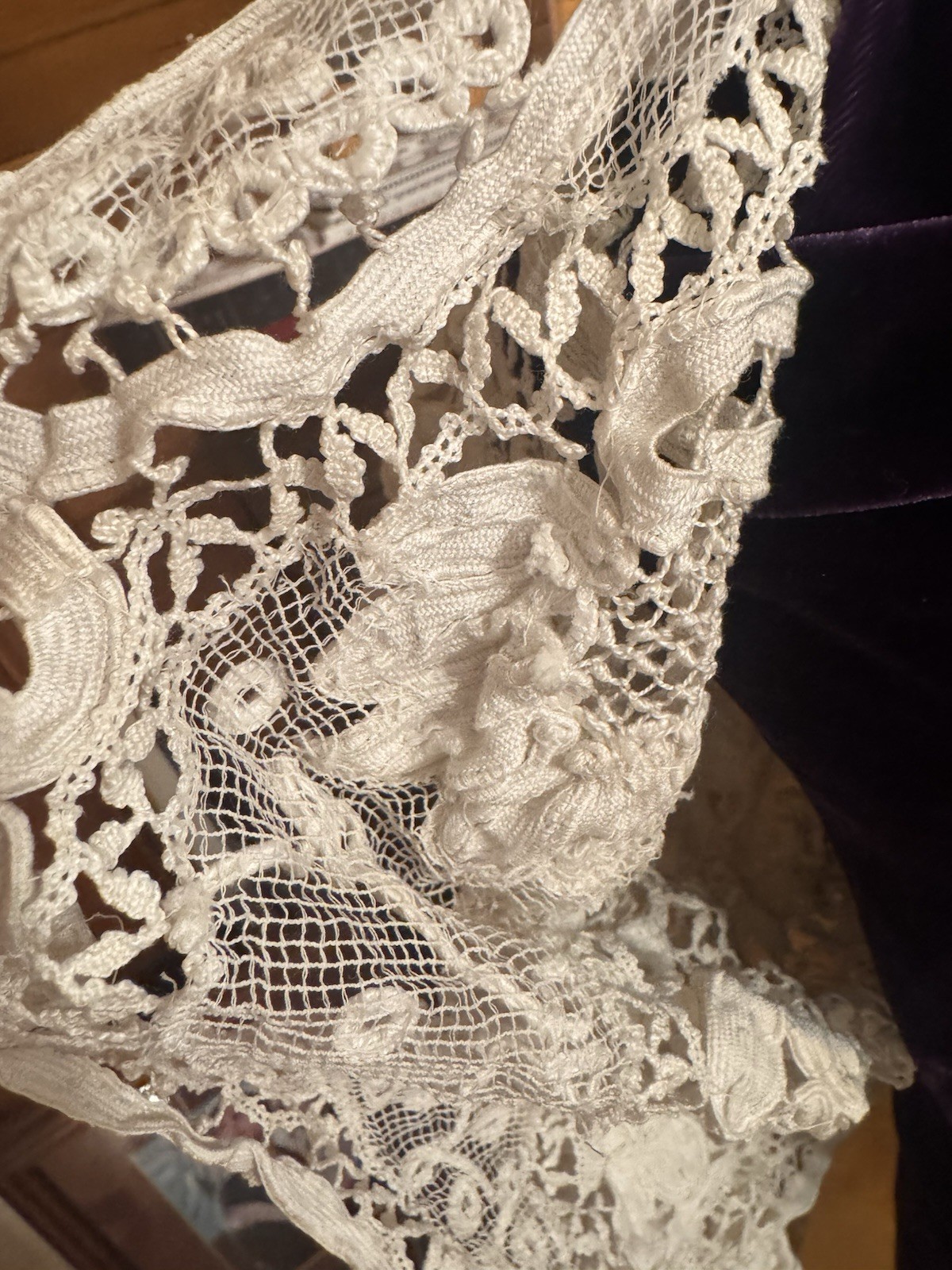 Antique Edwardian Irish Crochet Lace Jacket c 1905 Handmade White Blouse Top VGC