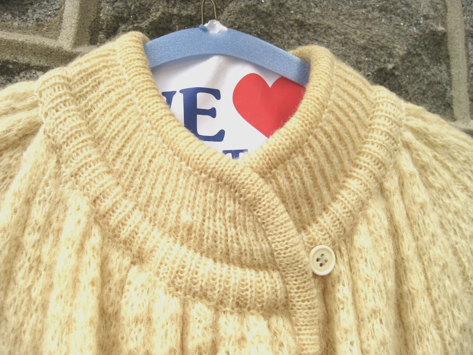 I.B. Diffusion Mohair Wool Long Ivory Cream Sweater Coat Size L Vintage 80s