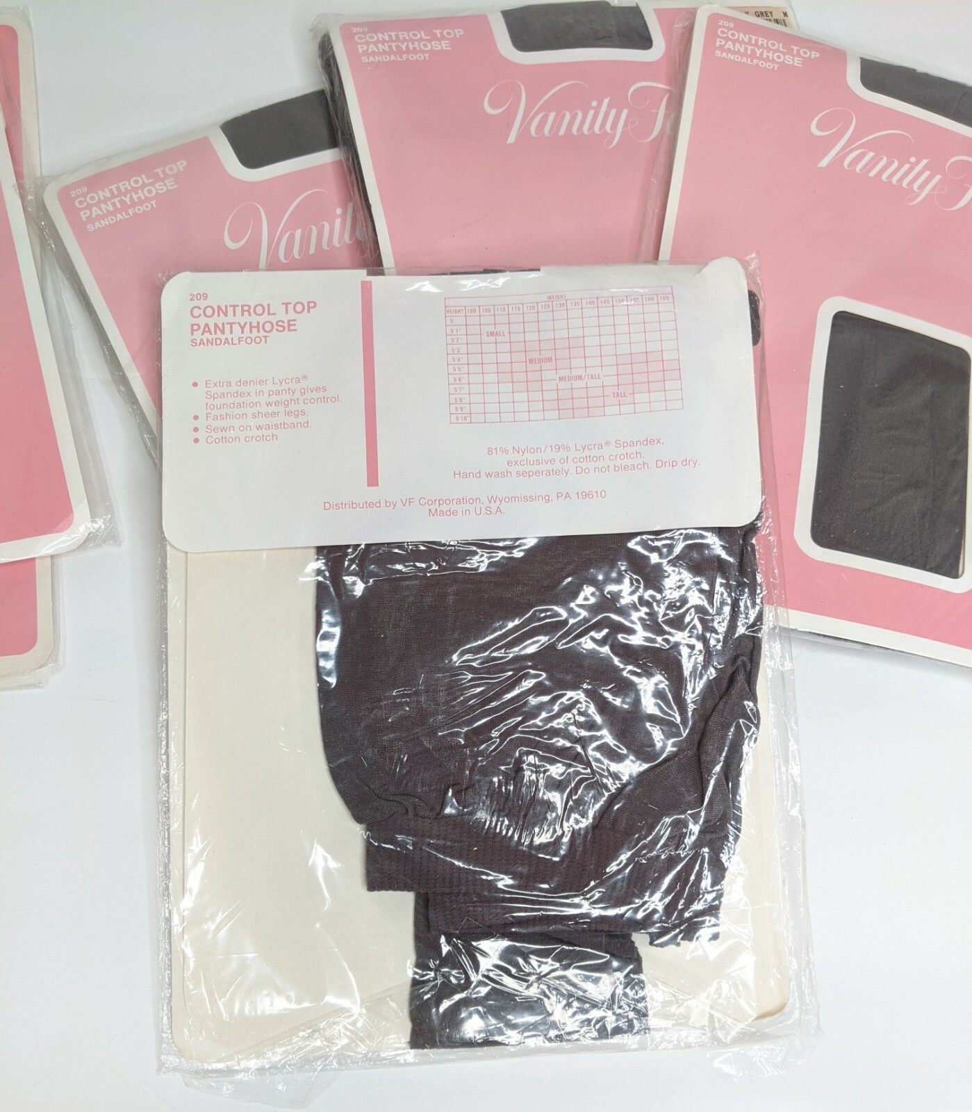 Vintage Vanity Fair Nylons Pantyhose S Control Top Truly Gray Beige Sandal Toe