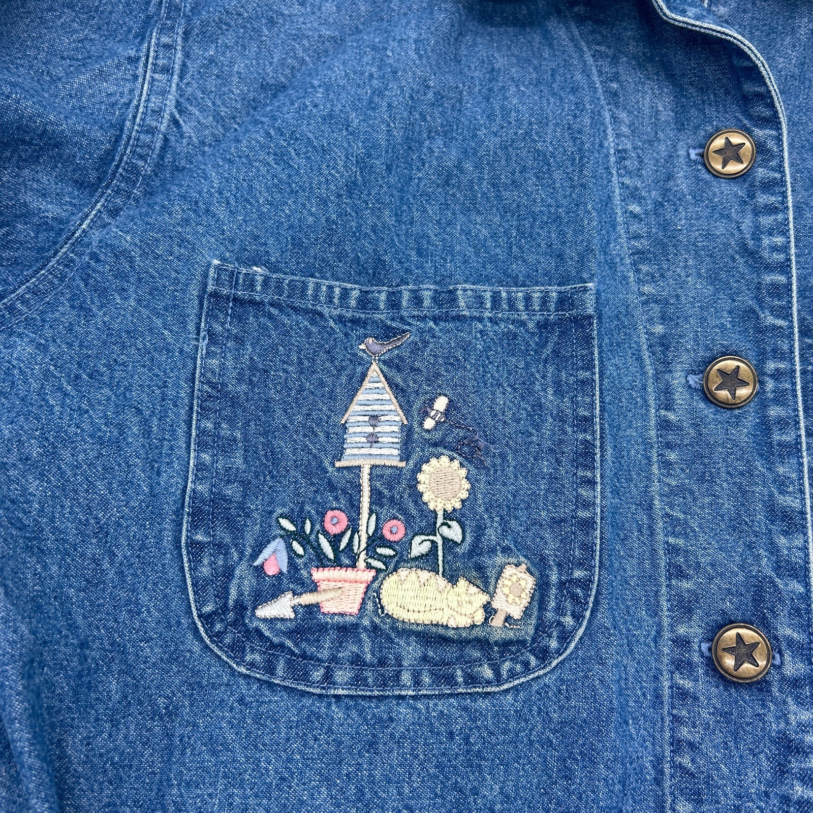 Vintage 90s Denim Chore Jacket Christopher Banks Grandma Core Cottage Medium