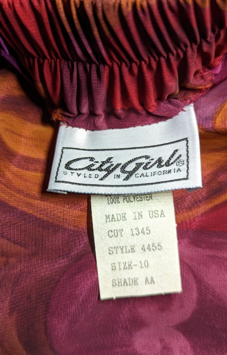 CITY GIRL Skirt Blouse Set Womens Sz 10 PAISLEY Burgundy Purple GORGEOUS VTG
