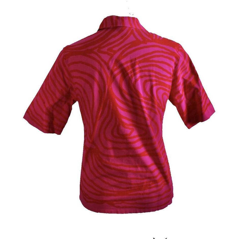 Vtg 60s 70s Vuokko Shirt Iconic Wave Stripe Print Pink Orange Cotton Marimekko