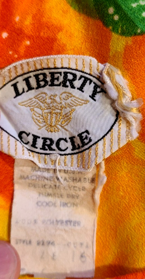 Vintage 70s Liberty Circle Mod Floral Print Shift Dress Hawaiian Size 16