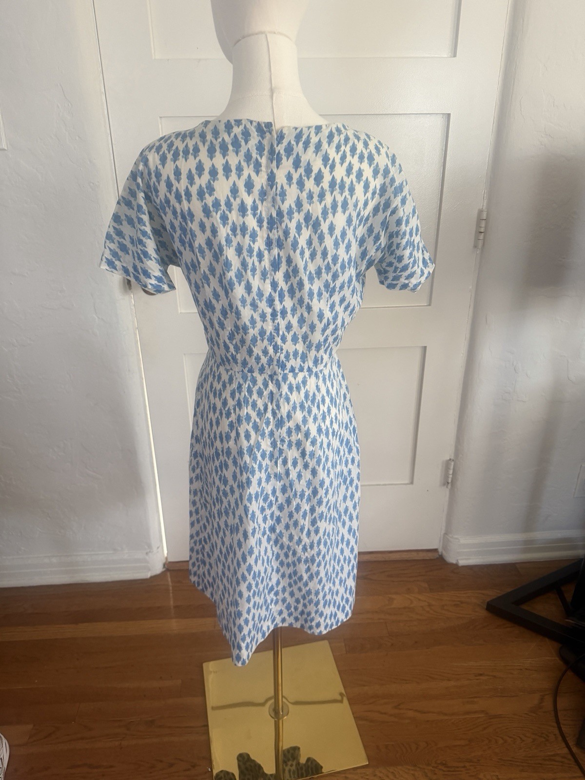 Vintage Handmade Cotton Day Dress | Blue & White Print | 1950s/1960s