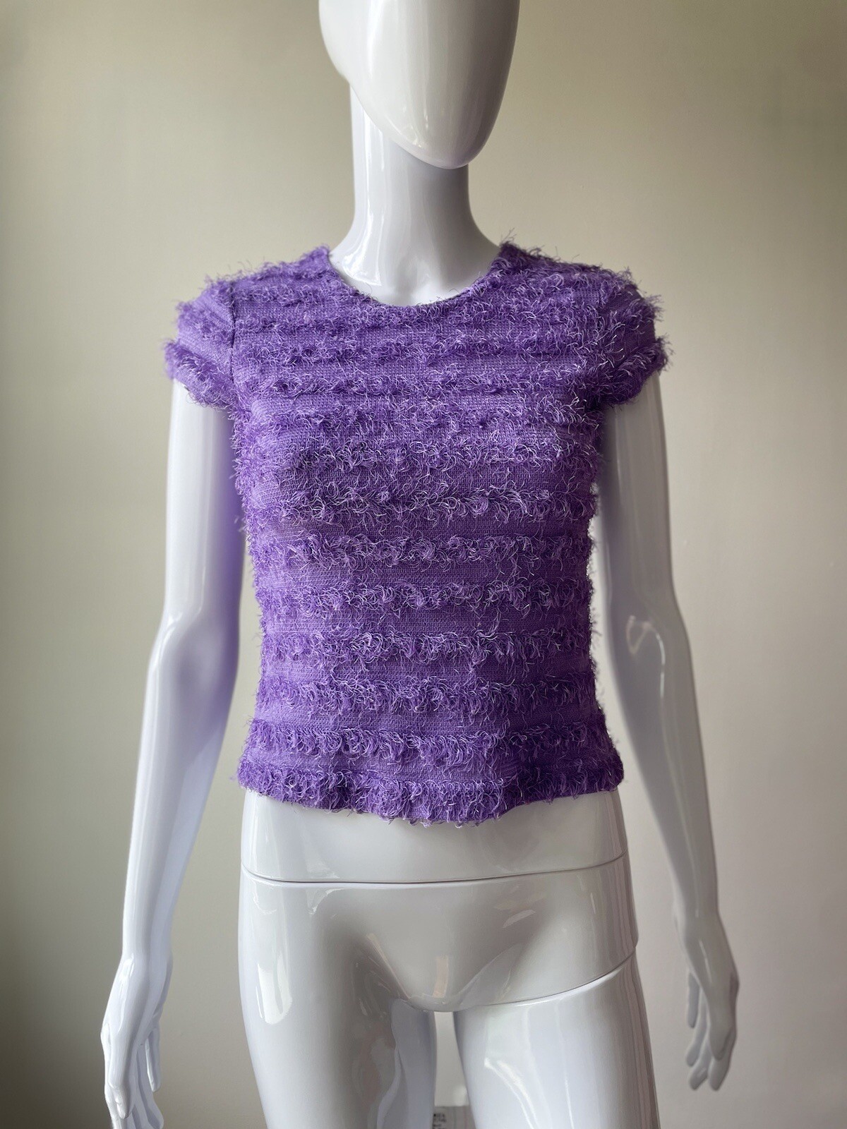 Vintage S Purple Top Amy Byer Rave Club Y2K 90s Fuzzy Lavender EUC