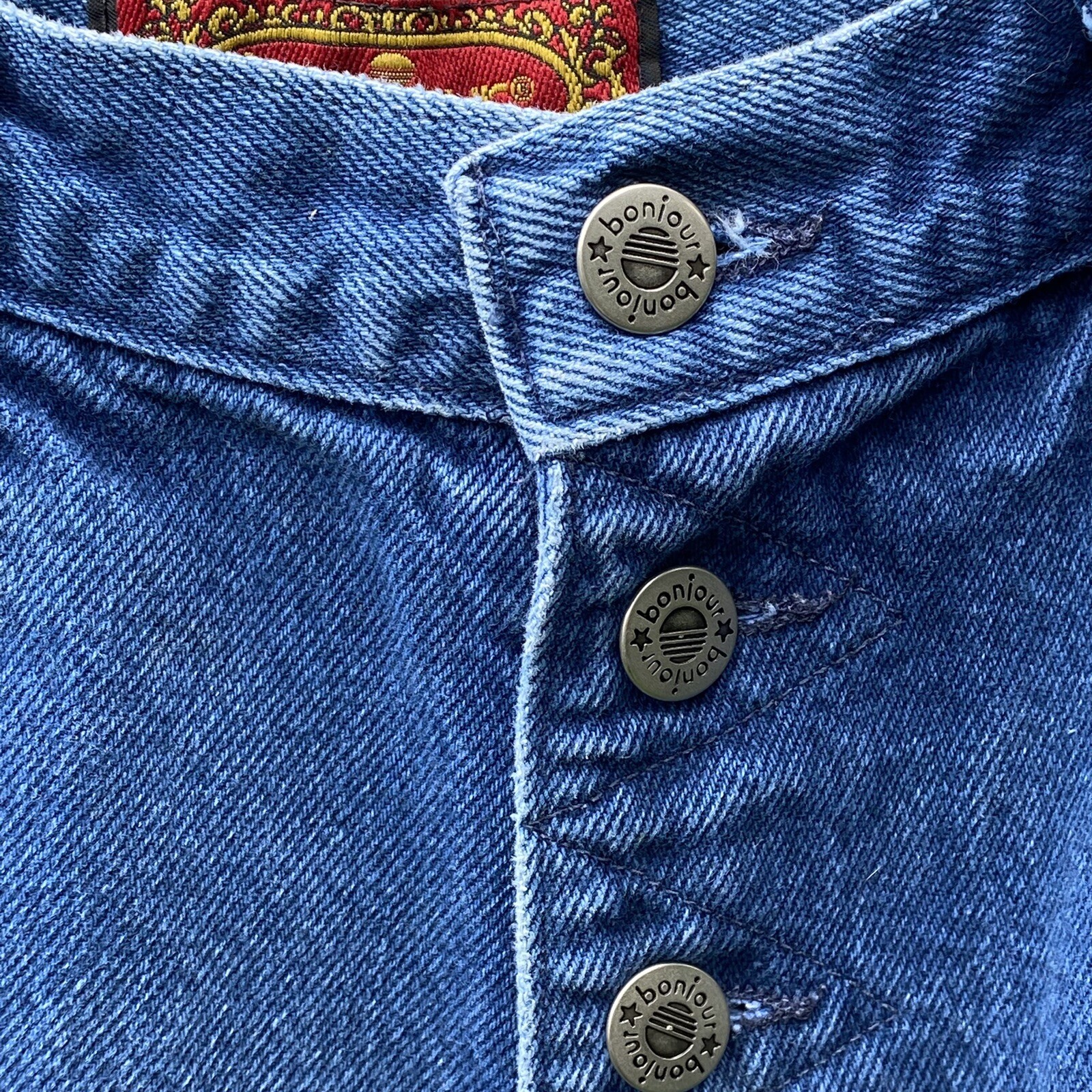 Vintage Bonjour Button Fly High Waisted Medium Wash Denim Shorts Made in USA
