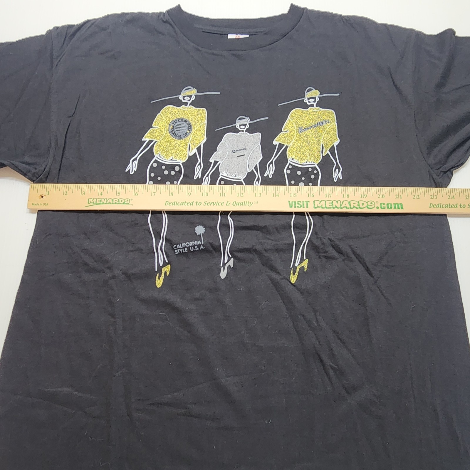 Vintage 90s Tshirt Size XXL Unisex California Style Gold On Black Single Stitch